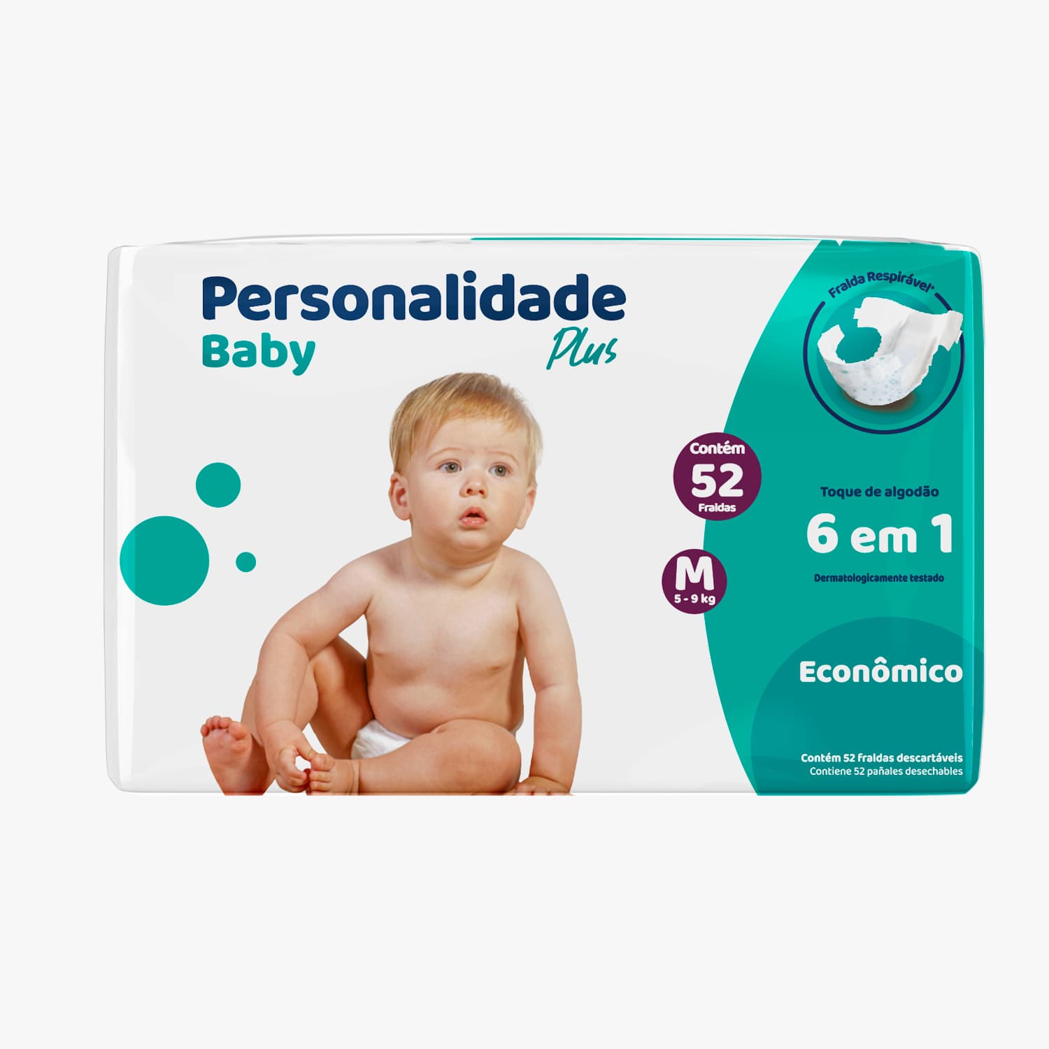 FRALDA INF PERSONALIDADE BABY PLUS ECON M 6X52 (001830)