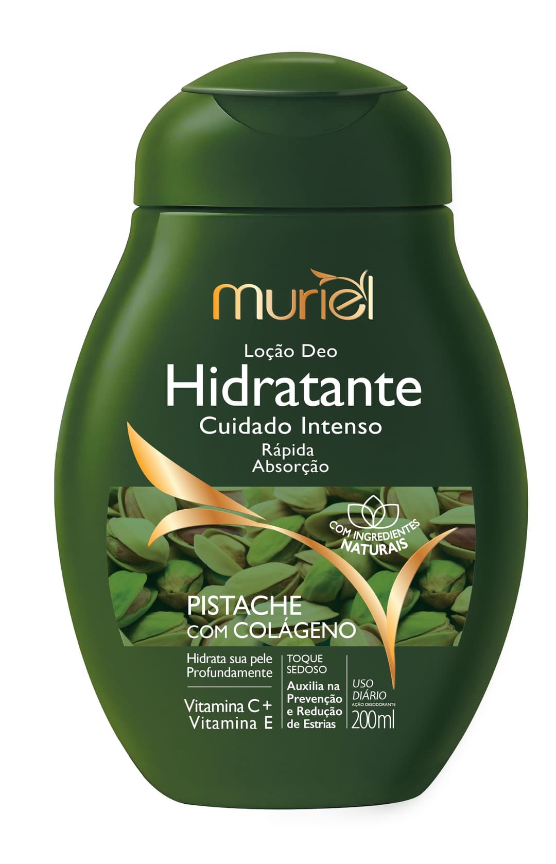 LOCAO HIDRATANTE CORPORAL MURIEL PISTACHE COM COLAGENO ACAO DES 200ML (N) (LHD.PCL)