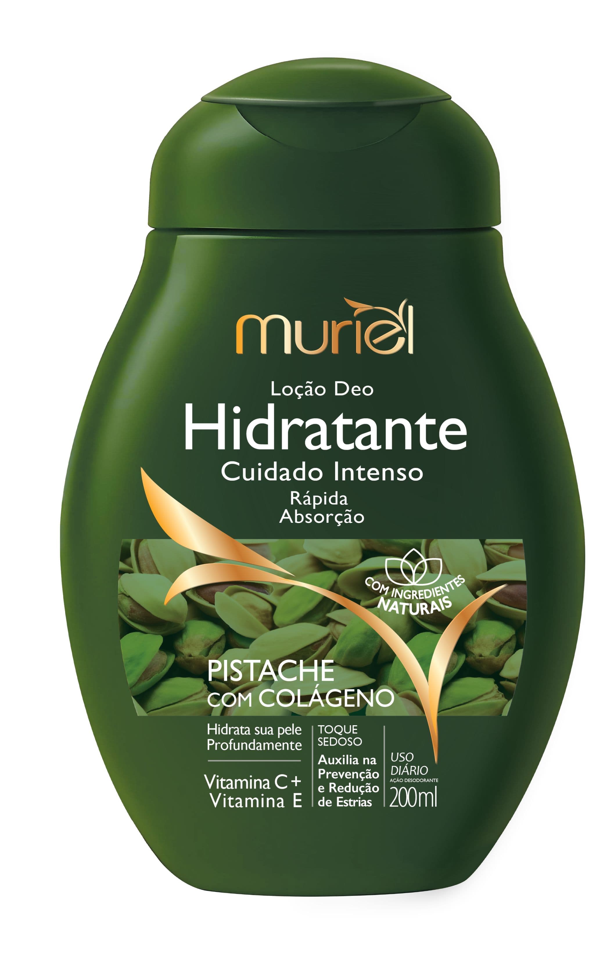 LOCAO HIDRATANTE CORPORAL MURIEL PISTACHE COM COLAGENO ACAO DES 200ML (N) (LHD.PCL)